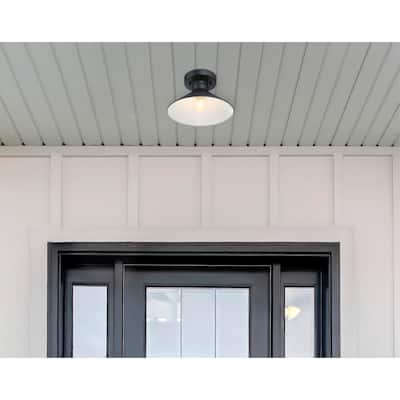 Westinghouse Lighting Watts Creek 11-Inch One-Light Outdoor Semi-Flush Mount, Textured Black Finish - 1-Light