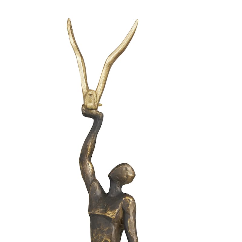 Polystone People Decorative Sculpture with Stainless Steel Accents - Silver - Roche River Decor