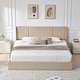 preview thumbnail 59 of 87, Modern Minimalist Upholstered Storage Bed with Lift-Up Platform Beige - King