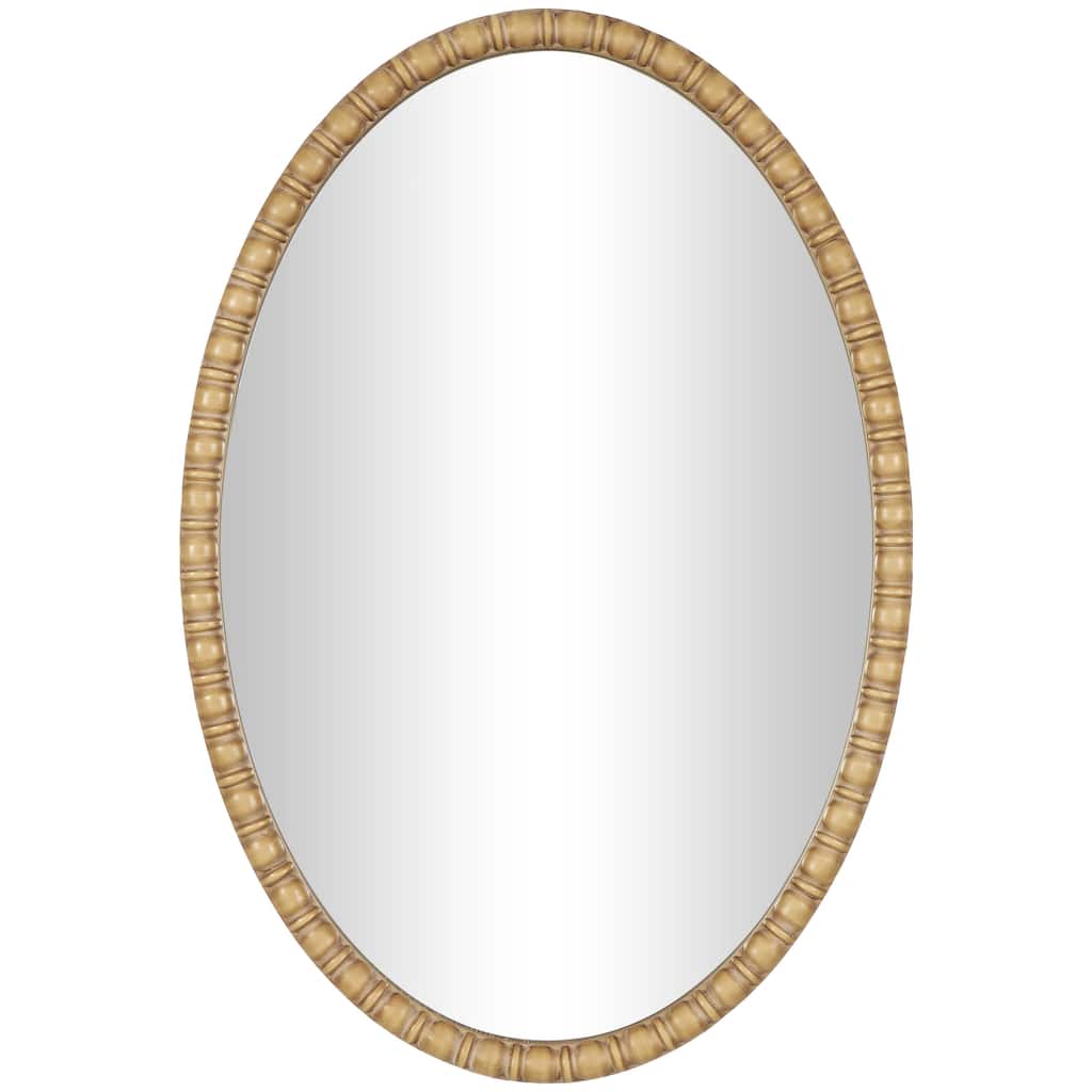 Wooden Room Wall Mirror with Beaded Inspired Frame - Brown - Roche River Decor