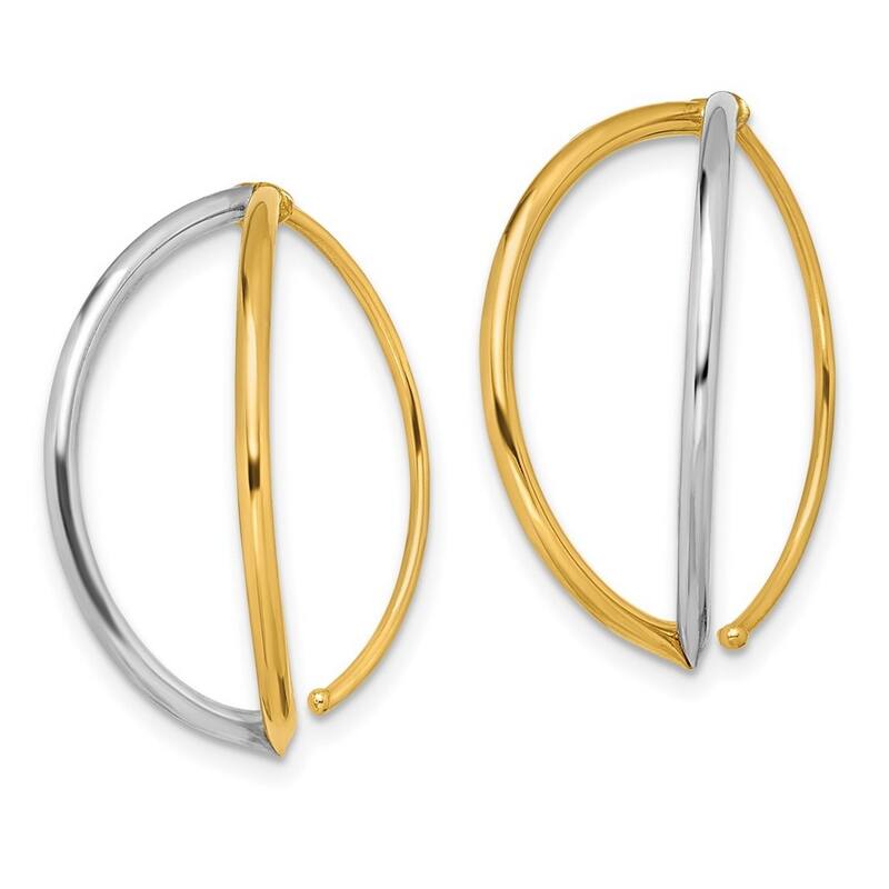 Curata 14k Rhodium Guardian Angel Threader Earrings - 25.5x23mm