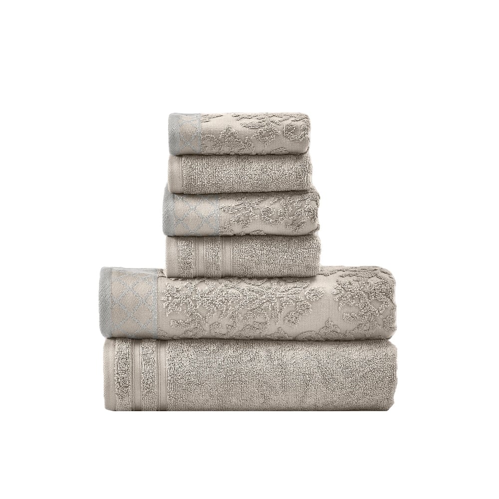 Modern Threads Damask Jacquard 6-piece Embellished Border Towel Set