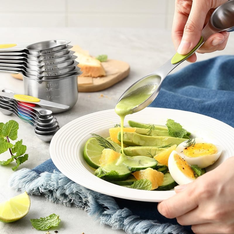 Magnetic Measuring Cups & Spoons Set, Strong Magnets, Set of 15 - Set of 15