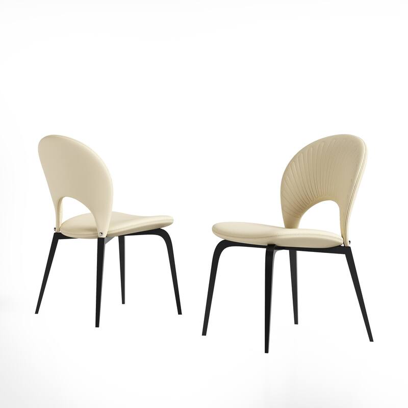Faux Leather Dining Chair Set of 2 - Light Brown