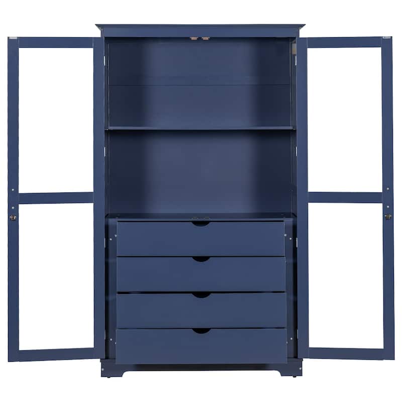 Freestanding Kitchen Pantry Storage Display Cabinet with 4 Drawers