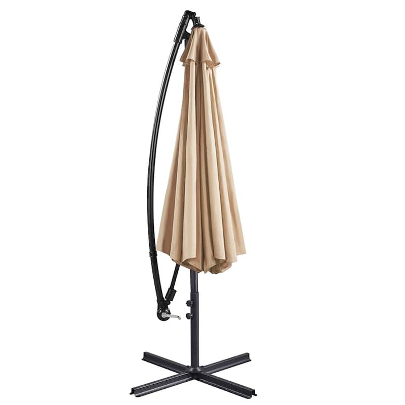 Yaheetech 10 Ft Patio Offset Umbrella Outdoor Hanging Cantilever Umbrella with Crank & Cross Base
