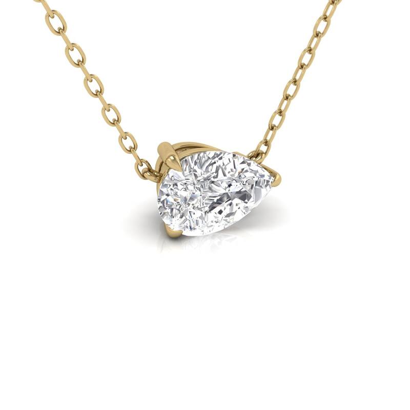 Marquee Lab Grown 1/4 Carat Floating Pear Shaped Diamond Solitaire Pendant in 14K Yellow Gold