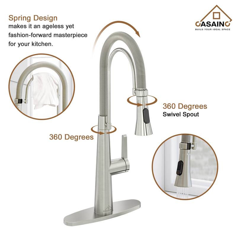 Single-Handle Kitchen Faucet with Dual Function Sprayhead