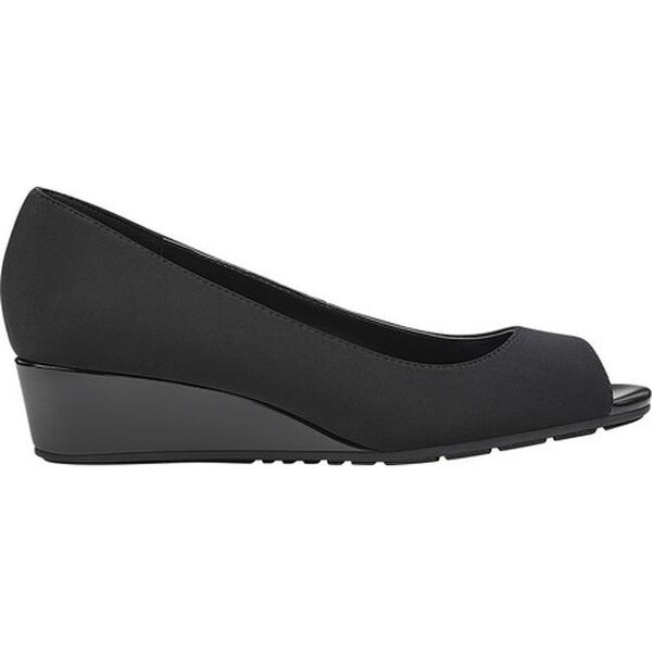 peep toe wedges black
