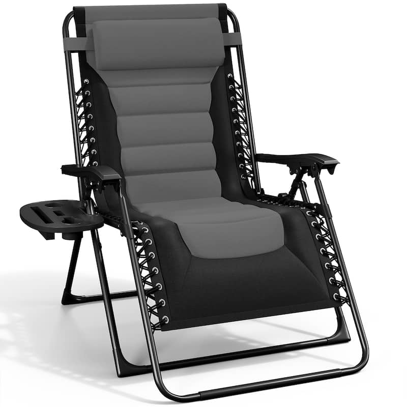 Nestl Outdoor Padded Zero Gravity Chair - Black/Gray 1 Pack