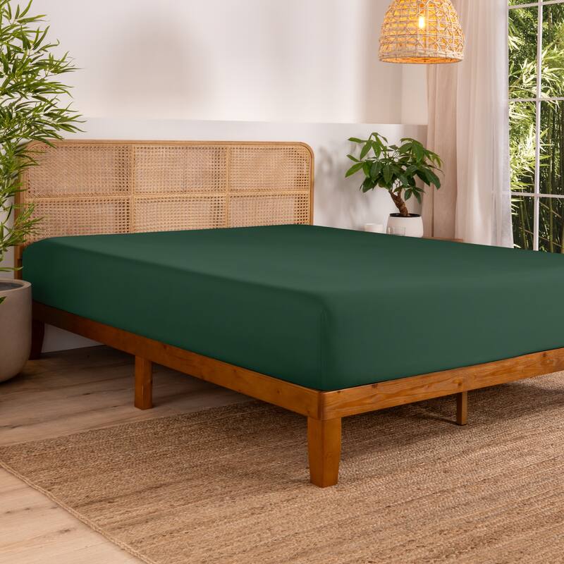 Bare Home Rayon from Bamboo Fitted Sheet - Twin XL - Forest Green