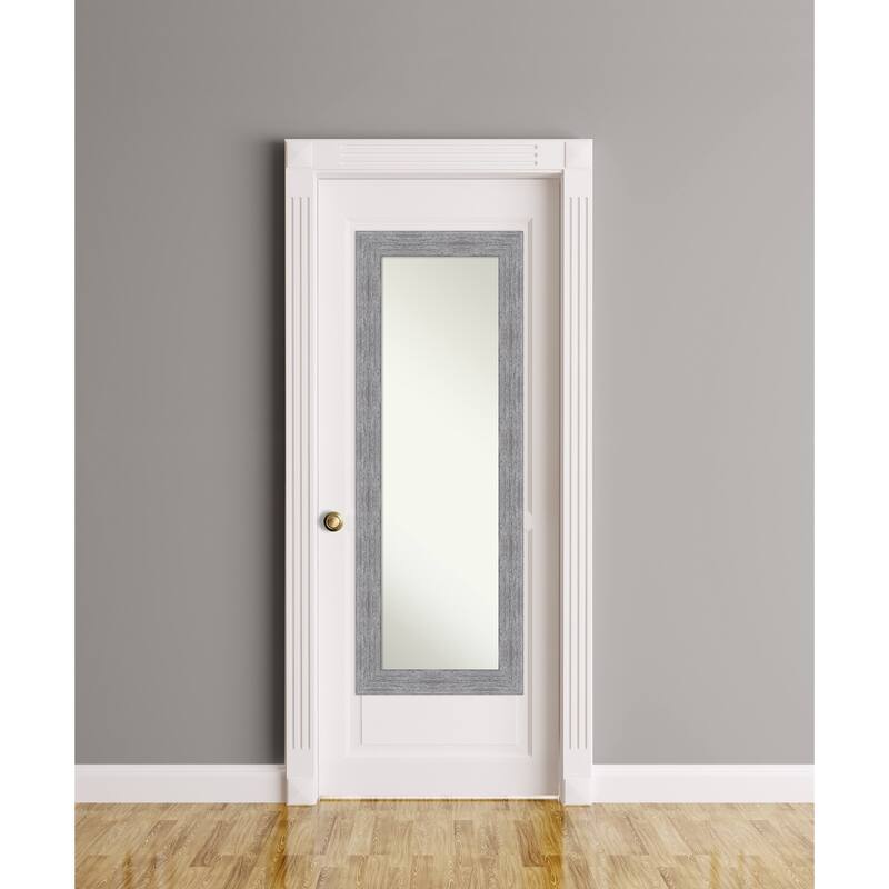 Non-Beveled Full Length On The Door Mirror - Bark Rustic Frame