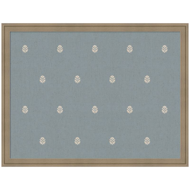 Kate and Laurel Pinboard Blue Botanical Block Print - 26x20 - Florence Light Brown