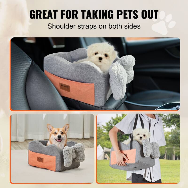 Console Dog Car Seat, Center Console Dog Booster Seat for Small Dog, Pet Car Seat for Car Armrest with Clip-On Leash