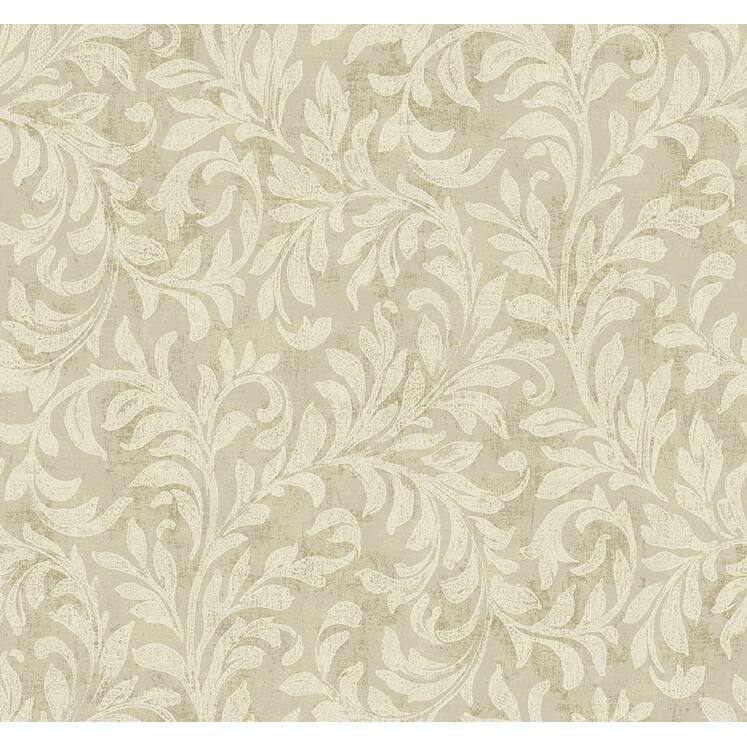 Seabrook Designs Calpurnia Vine Unpasted Wallpaper - 27 in. W x 27 ft. L - Metallic Mushroom