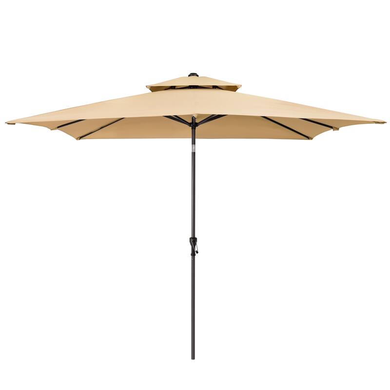 10 x 6.5 Ft Double Top Market Patio Umbrella with Base