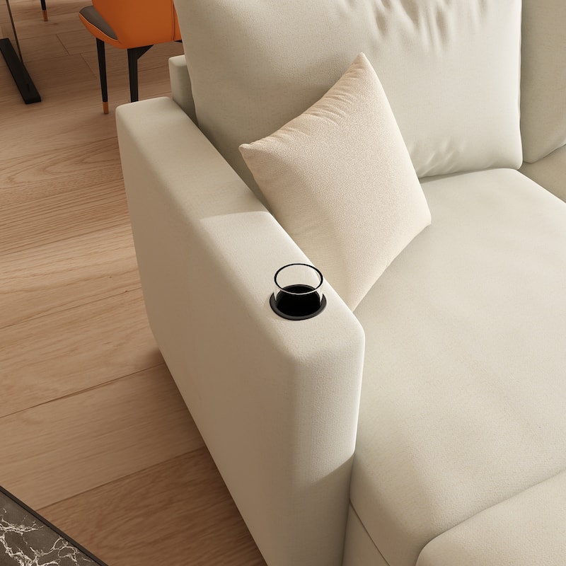 123'' U-Shape Modular 4 Seater Sectional Sofa with Storage, Movable Ottomans and Sofa Bed Feature for Living Room