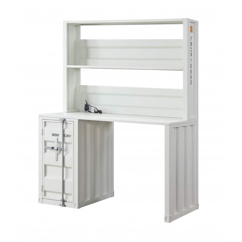 47" White Metal Writing Desk