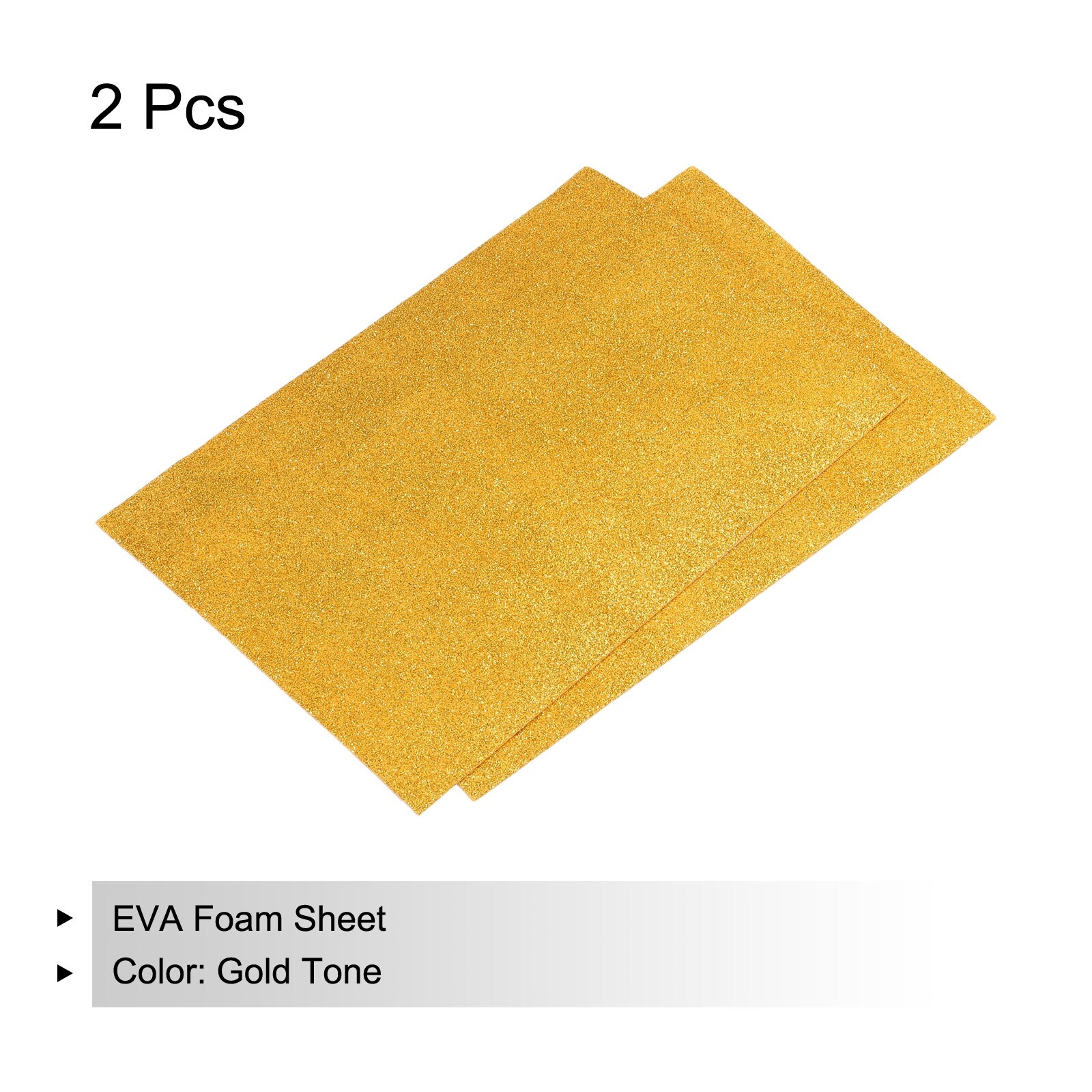 12 x 18 x 2mm Metallic Glitter Foam Sheets (10 Pcs) Gold