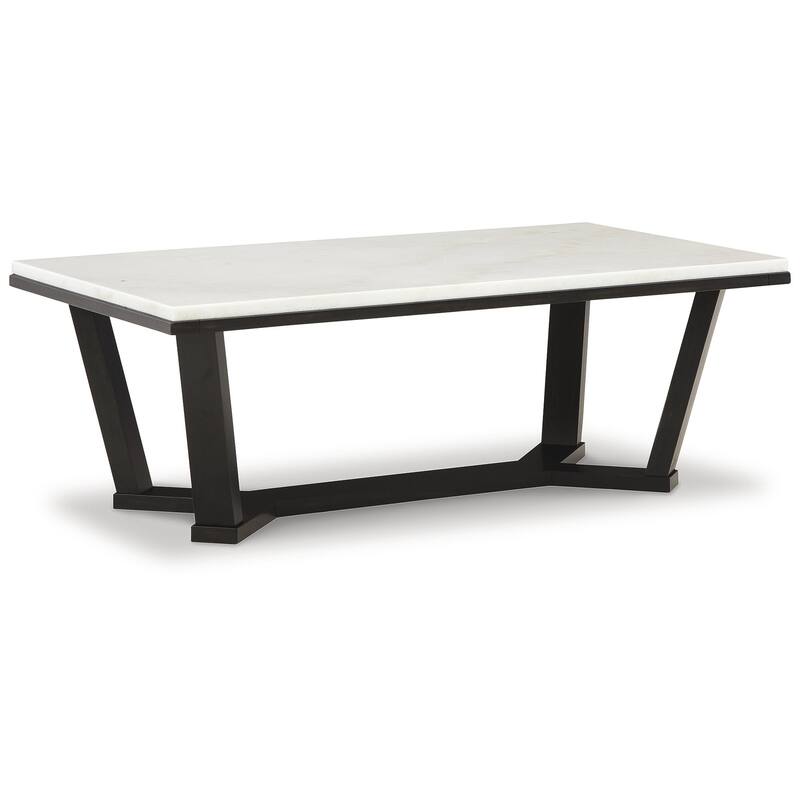 Signature Design by Ashley Fostead White / Dark Brown Rectangular Coffee Table - 48"W x 26"D x 18"H