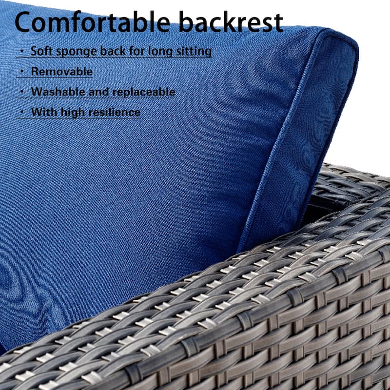 OVIOS Patio Furniture Deep Seat Wicker 9-piece Set
