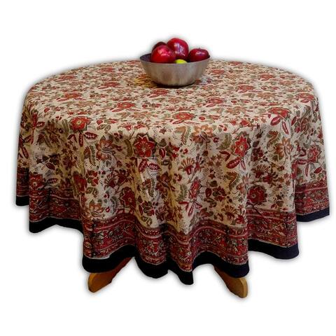 Blooming Flower Block Print Floral Cotton Tablecloth Collection