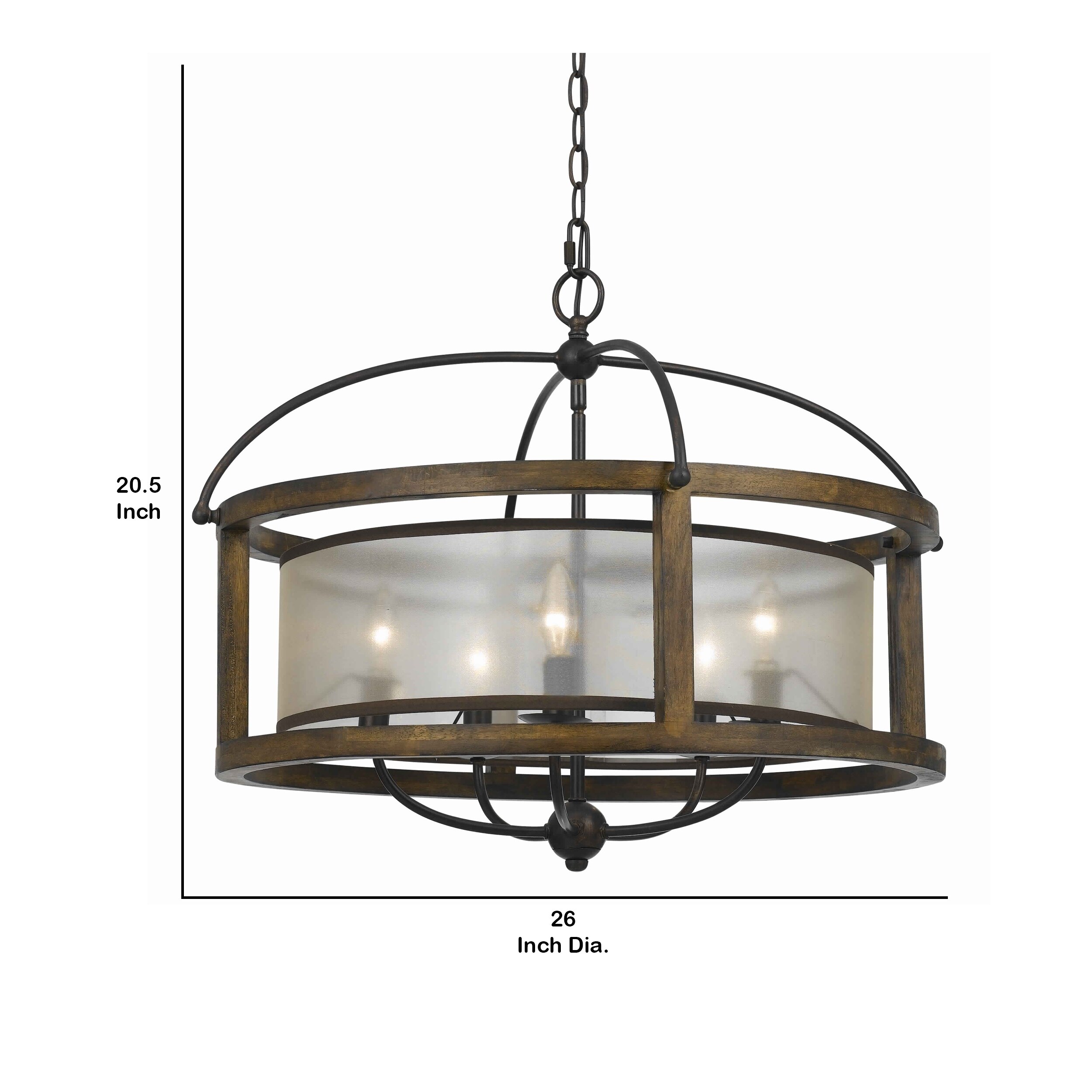 5 Bulb Round Chandelier With Wooden Frame And Organza Striped Shade Brown Overstock 31519299 Polish your personal project or design with these chandelier transparent png. 5 bulb round chandelier with wooden frame and organza striped shade brown