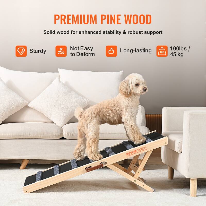 VEVOR Dog Ramp,Folding Pet Ramp for Bed,Adjustable Dog Ramp for Adjustable,Suitable for Couch,Sofa,Car