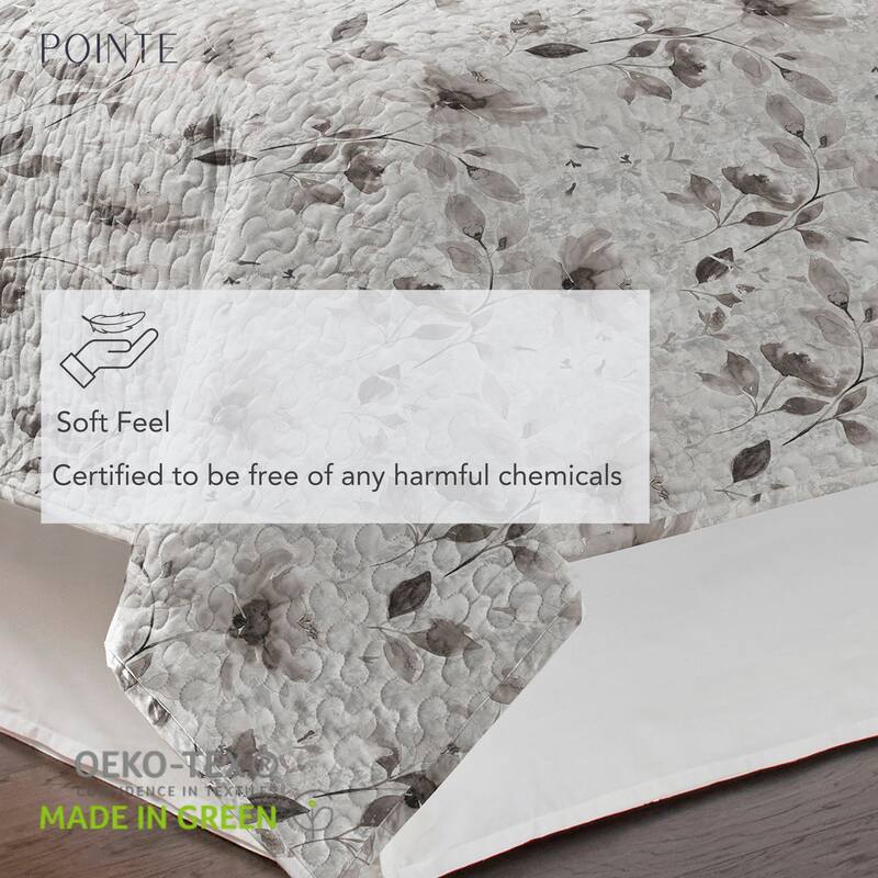 Pointehaven Percale Cotton Oversized Printed Scroll Design Quilt Set