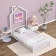 preview thumbnail 27 of 46, Metal House Platform Bed with Guardrail and Chimney