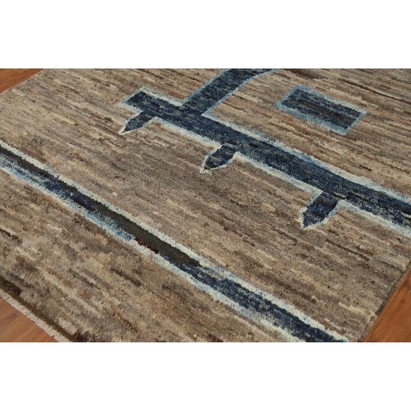 Geometric Moroccan Rug Hand-Knotted Bedroom Wool Carpet - 5'3" x 6'5"