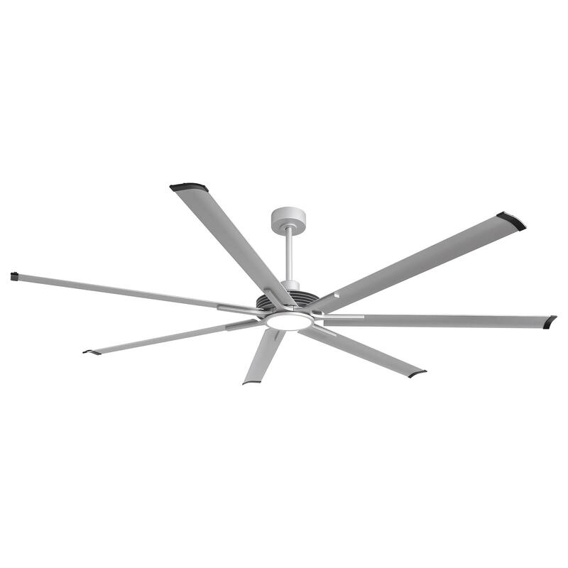 Ceiling Fan Industrial 84" Modern Silver 7-Blade LED Light