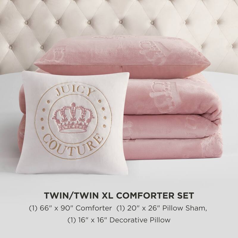 Juicy Couture Embossed Plush Crown Comforter Sets