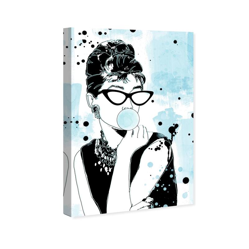 Wynwood Studio Fashion and Glam Splatter Icon Blue and Light Blue Glam Wall Art Canvas Print