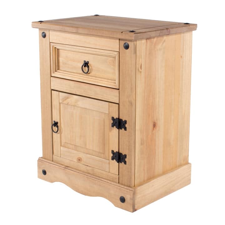 Wood Nighstand 1 Door 1 Drawer Corona Collection | Furniture Dash