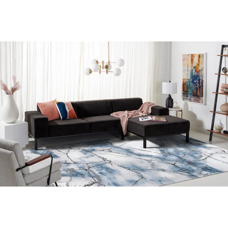 SAFAVIEH Craft Miyase Modern Abstract Rug - 2' x 3' - Grey/Blue