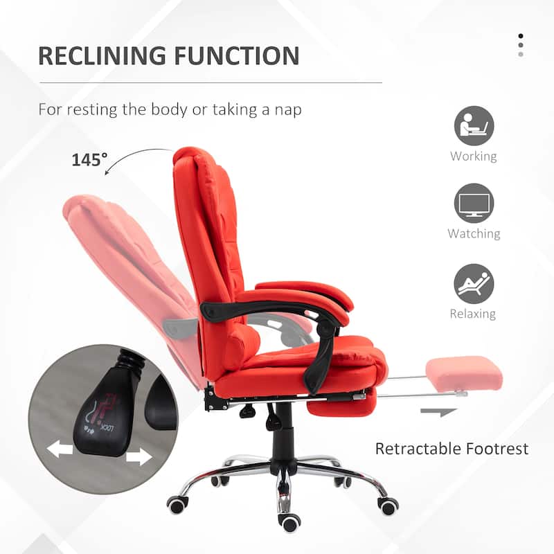 High Back Ergonomic PU Leather Executive Office Chair with Lumbar Support, Retractable Footrest, and Adjustable Height