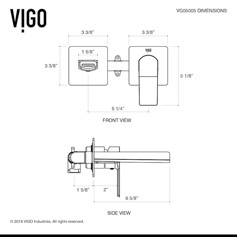 VIGO Atticus 5" H Single Handle Wall Mount Bathroom Faucet