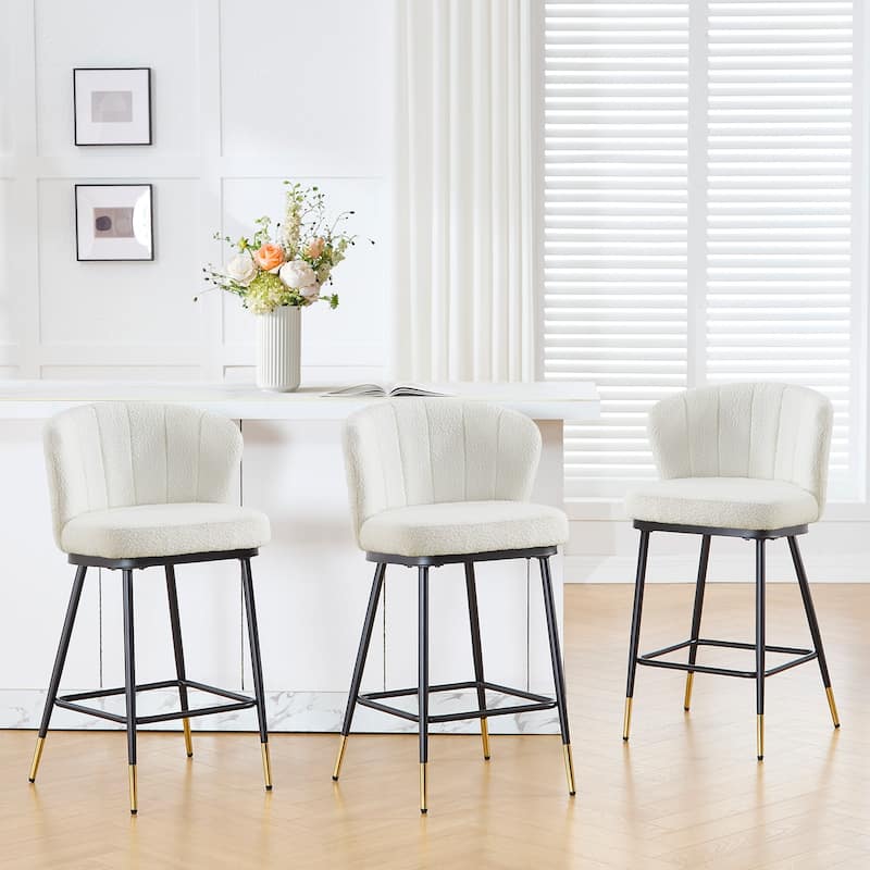 26" Boucle Fabric Counter Height Bar Stools, Set of 2/3/4 - 35.83"H x 22"W x 20.28"D