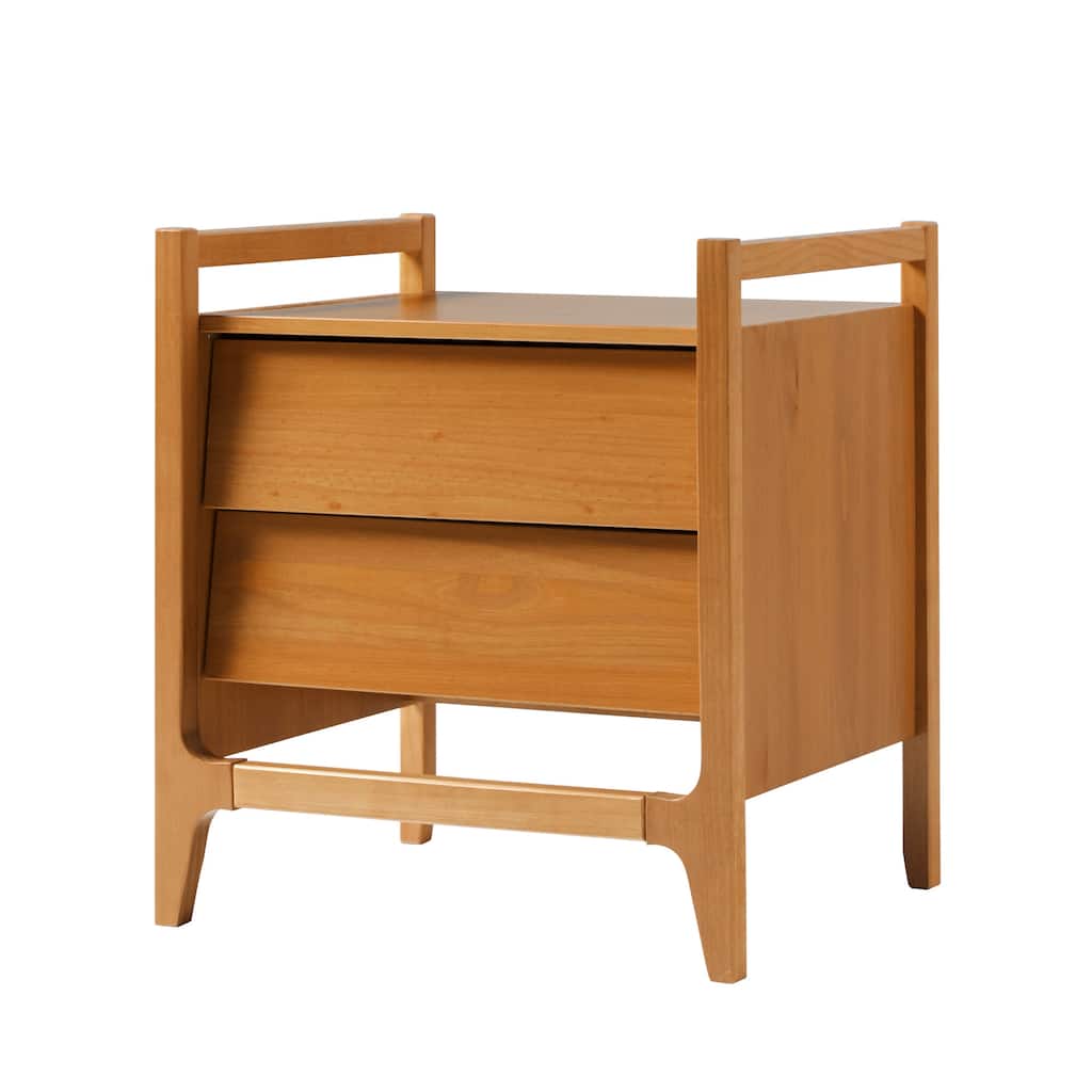 Scandi Style Solid Wood Nightstand with Angled Drawer
