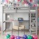 preview thumbnail 1 of 43, Twin Size Loft Bed With Storage Shelves And Under-bed Desk for Home Grey