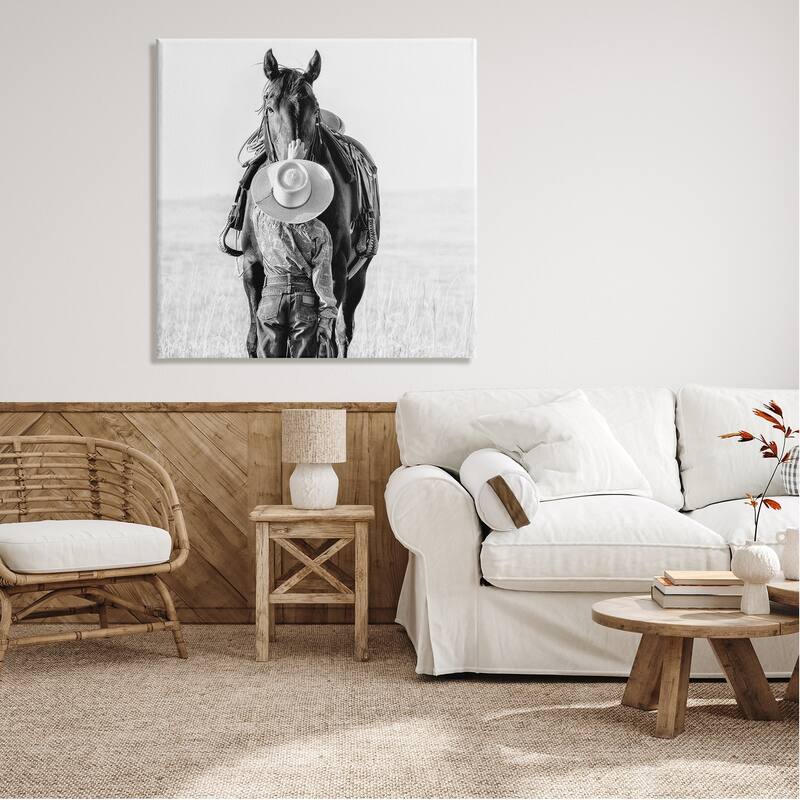 Stupell Cowboy Petting Horse Canvas Wall Art Design by PBurchettePhoto