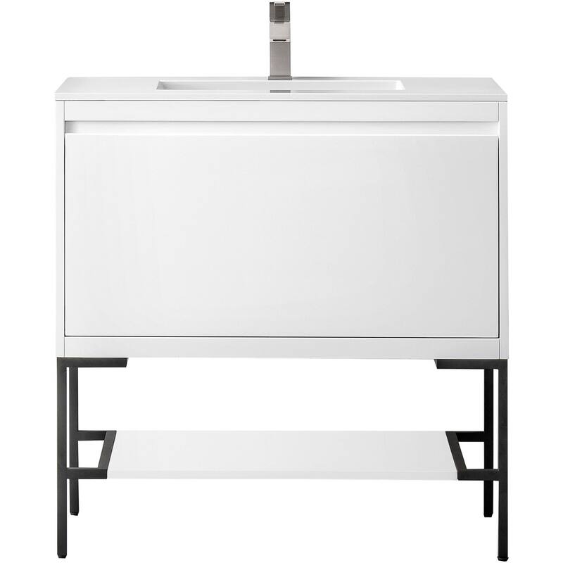 James Martin Vanities 805-V35.4-MB-GW Mantova 36" Single Basin Poplar - Glossy White - Painted