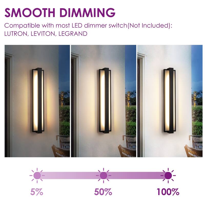 Modern Black Rectangular Linear LED Outdoor Wall Lights/Sconce Lighting
