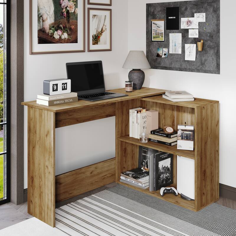 CraftPorch Contemporary L-Shape Writing Desk with Cabinet