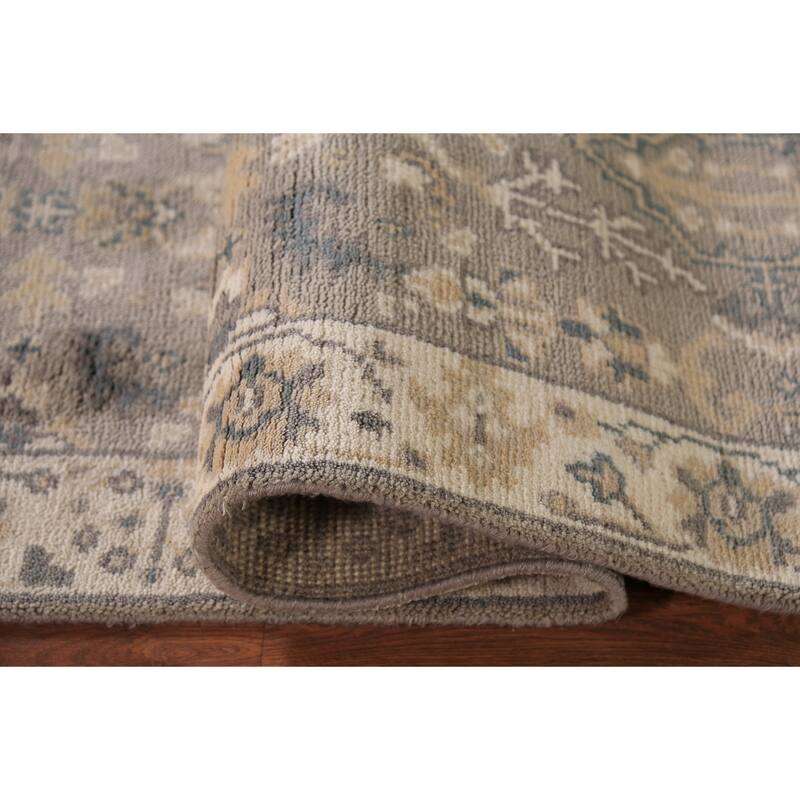 Earth Tone Oushak Indian Runner Rug Hand-Knotted Wool Carpet - 2'7" x 10'0"