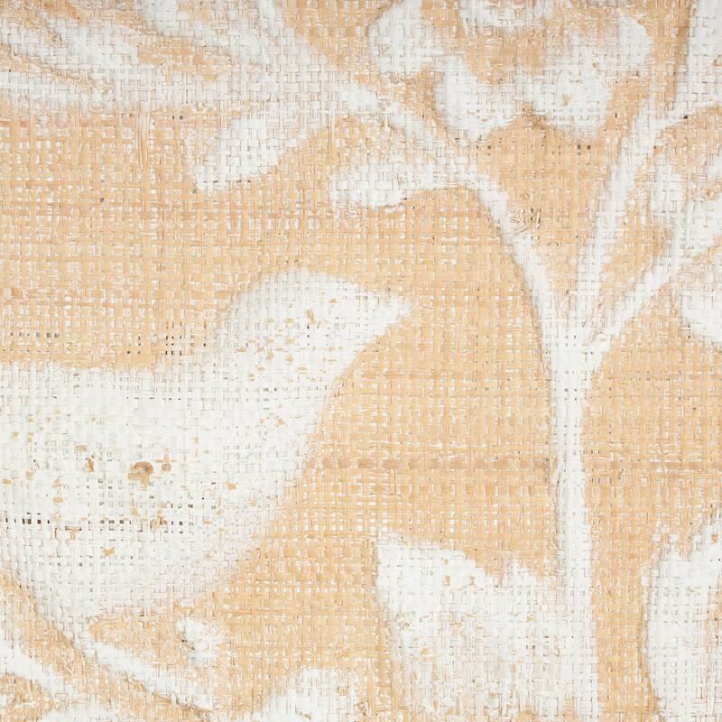 Brown Wood Bird Home Wall Decor with White Painted Floral Patterns (Set of 2)