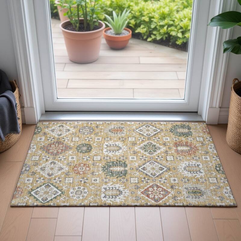 Machine Washable Indoor/Outdoor Boho Global Chantille Rug