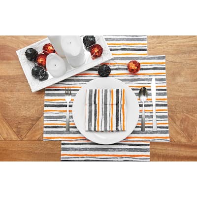 Spooky Stripe Printed Halloween Napkin Set of 6
