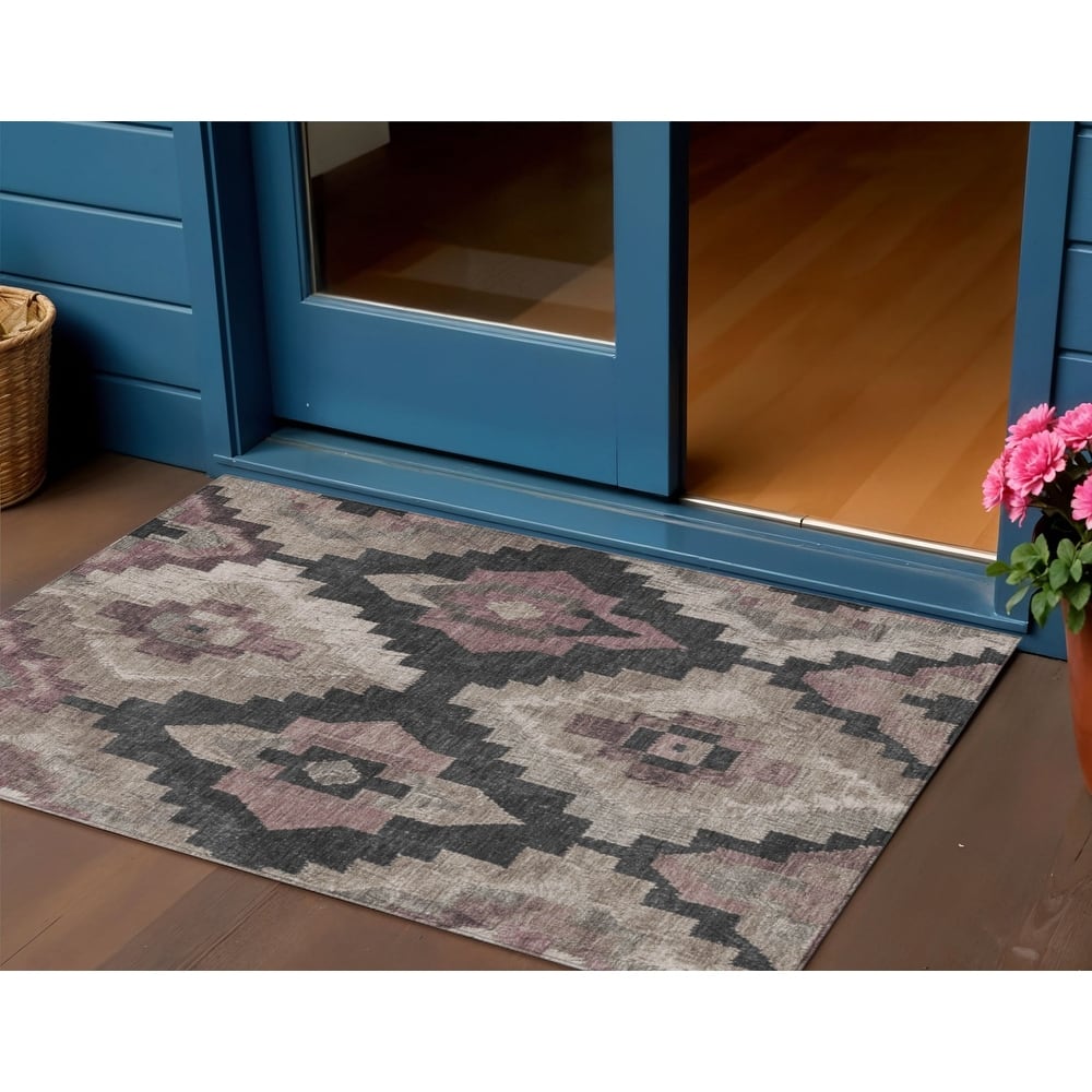 HomeRoots Aztec Transitional Rectangle Outdoor Rug